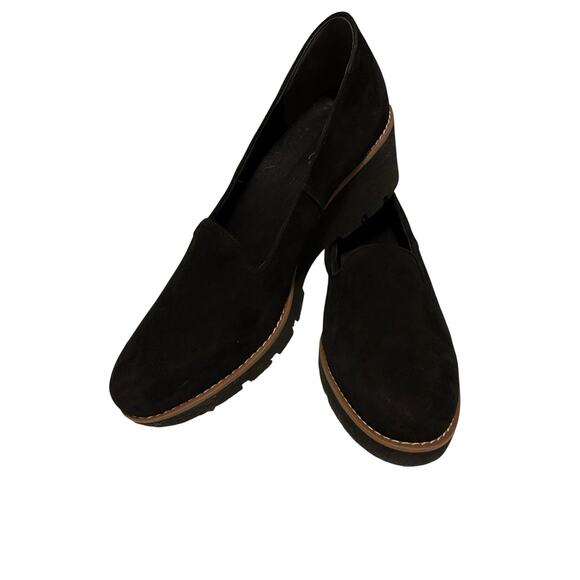 Vionic Water Repellent Wedges Willa Wedge Black Suede Comfort Sz 11 Loafer Shoes - Picture 1 of 9